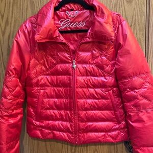 Guess Red Metallic Puffer